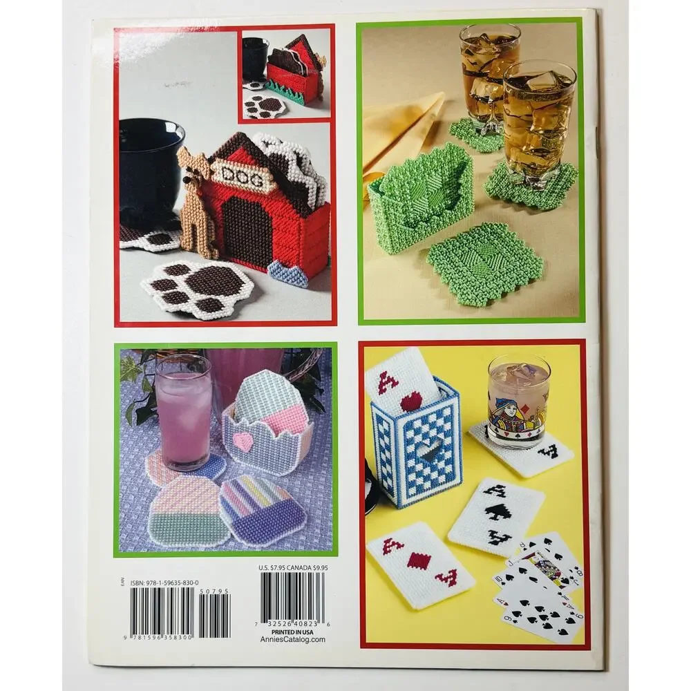 Annie’s Plastic Canvas Pattern Book – 12 Coaster Set Designs – New - vn